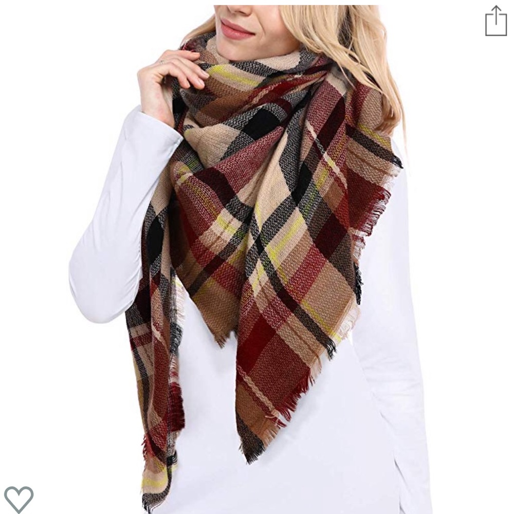 Plaid blanket scarf bundle